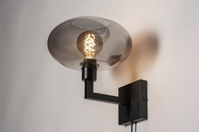 Lumidora Wandlamp 31040 - Voor binnen - OSLO - E27 - Zwart - Grijs - Metaal