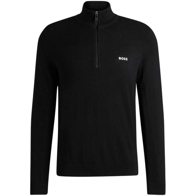Boss Heren Zip Necker Regular Trui (Zwart)