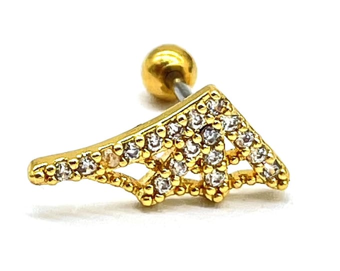Oorpiercing met Zirkonia - RVS - 8 mm - Goudkleurig