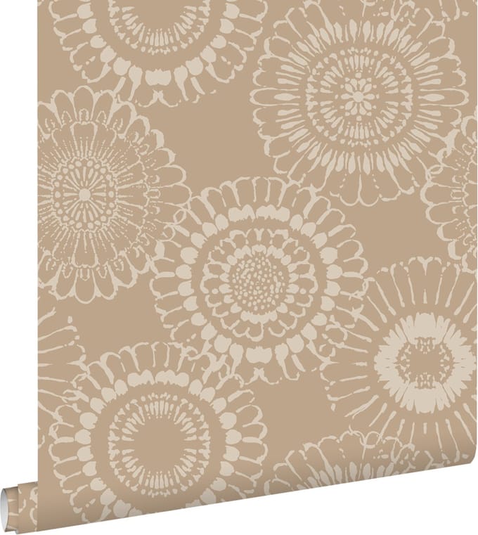 ESTAhome behang bloemen donker beige - 50 x 900 cm - 139823