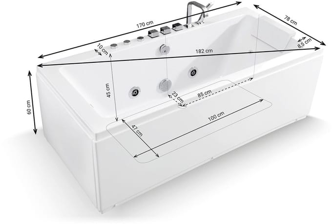 SPALINA - Whirlpool bad - Sikinos white Jets, 170 x78 x60 cm, Wit