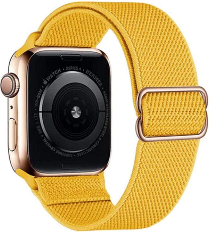 Nylon Stretch Band - Geel - Geschikt Voor Apple Watch Series 42/44/45mm