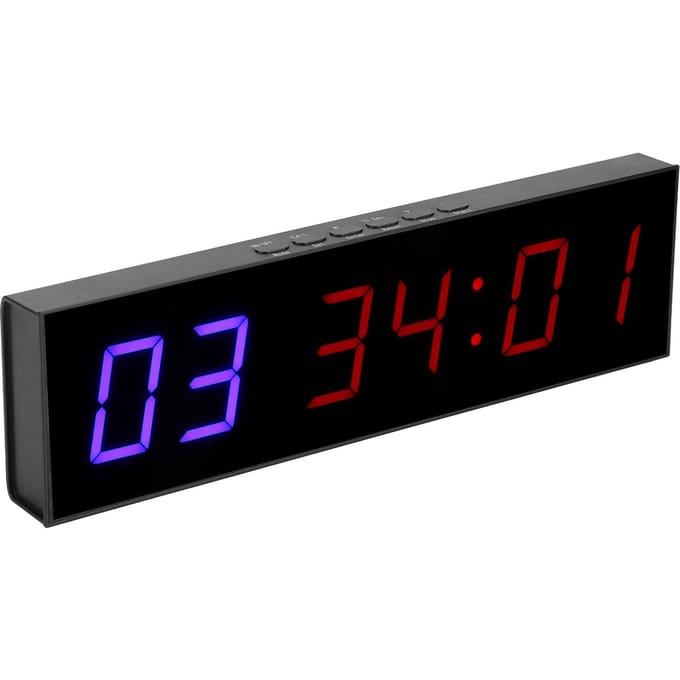 Gym Timer Interval 6 Bit LED Workout Countdown Up Stopwatch met Afstandsbediening 1.8in gray