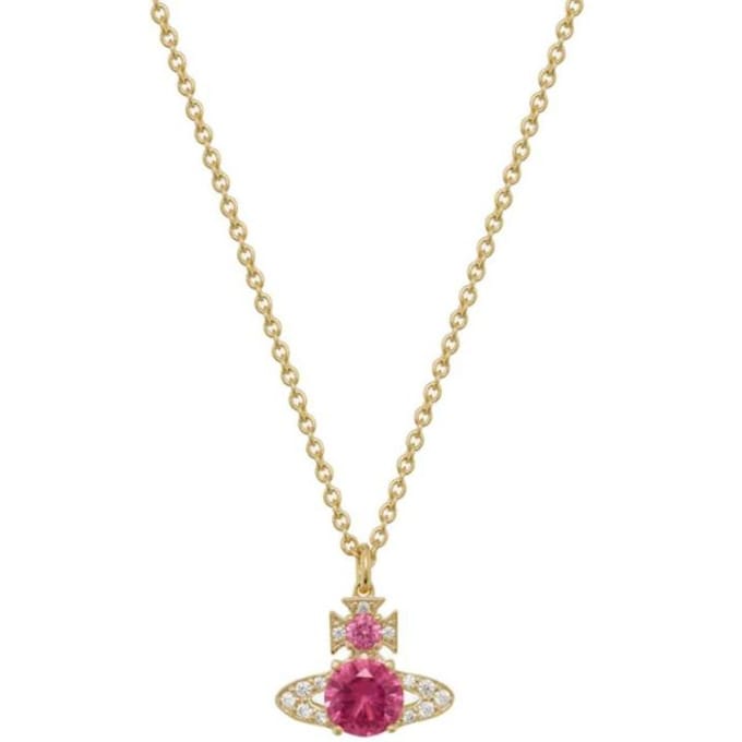 Collier à pendentif ovale gravé Vivienne Westwood Collier unisexe Or Rose Blanc 630203D7-02R989 Basic Packaging-Dust Bag+Box beige