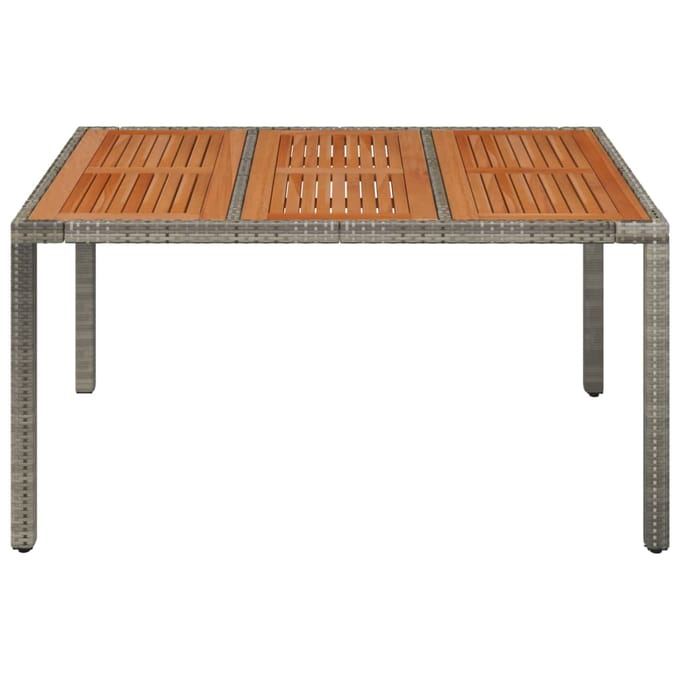vidaXL - Tuintafel - met - houten - blad - 150x90x75 - cm - poly - rattan - grijs