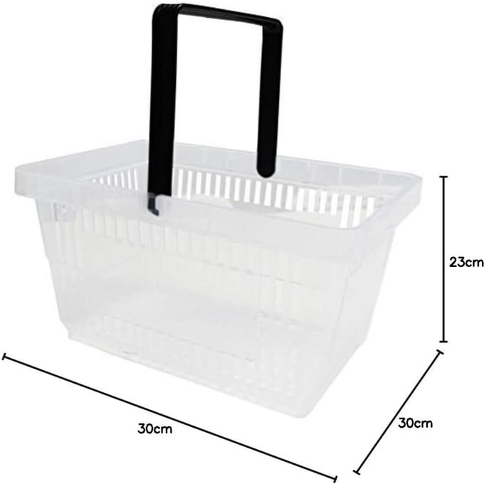 Kunststof Winkelmandjes met Handvatten - 20 Liter, 40cm, Stapelbaar & Transparant