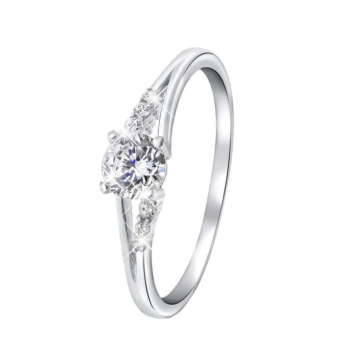 Lucardi Dames Ring met zirkonia - Ring - Cadeau - Echt Zilver - Zilverkleurig