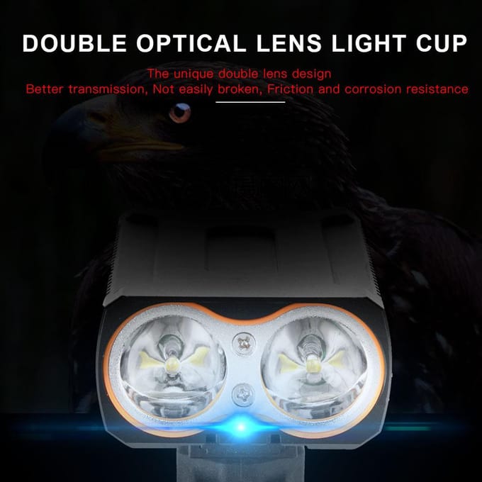 Lumière LED pour vélo 2000lm Lumières de vélo USB Lampe rechargeable Torche Lampe de poche pour le cyclisme black