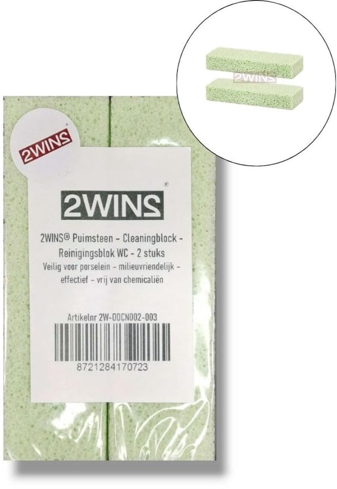 2WINS® Puimsteen – Cleaning block - Reinigingsblok WC - 2 stuks (B2)