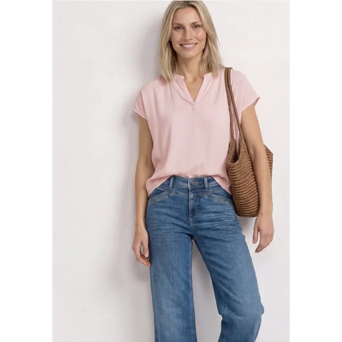 Blouse met losse schouders en gespleten hals