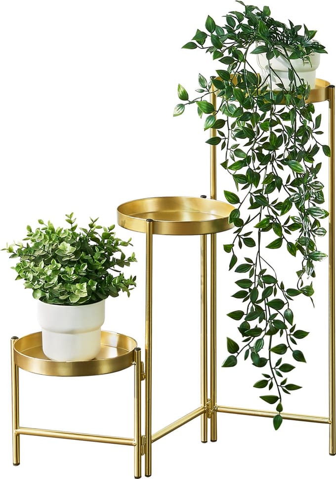 Bloempot op standaard Kallo metaal 60x60x18 cm messing