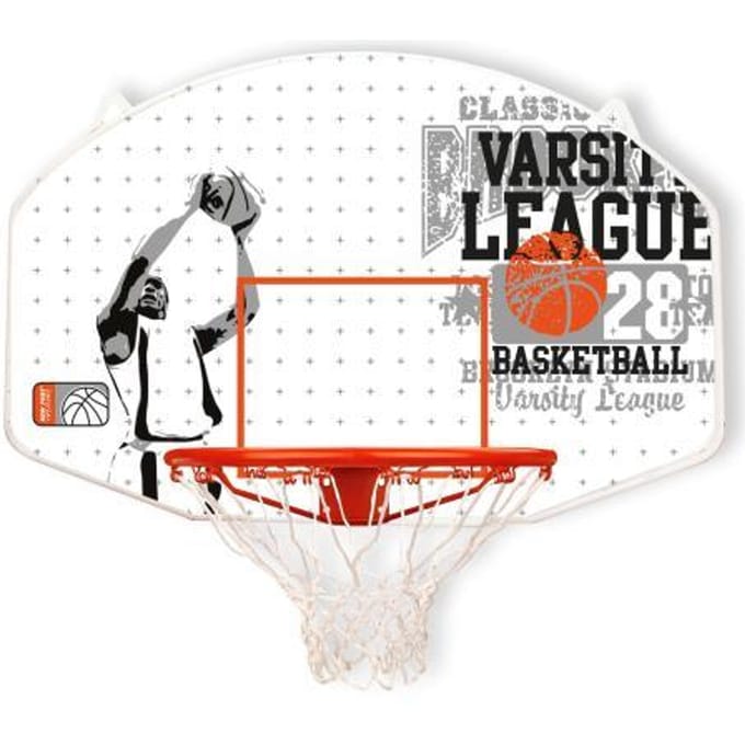 New Port Basketbalbord + ring + net - Junior - Wit/Grijs/Oranje