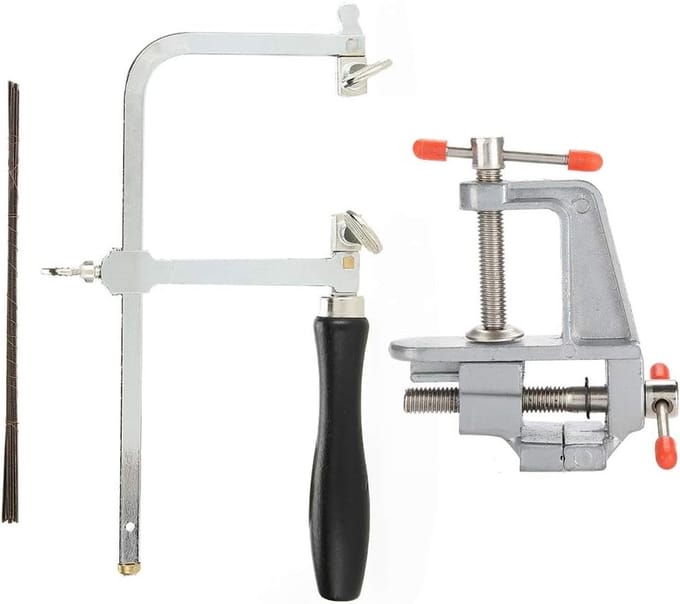 Jewelry Saw - Curved Saw Frame - 12 Blades - Mini Vise - Jewelry Making DIY Craft Tool