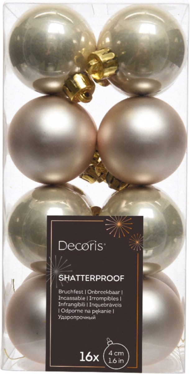 Decoris kerstballen – 16 stuks – kunststof - 4cm