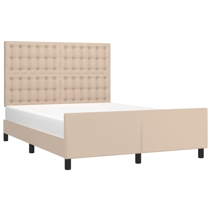 vidaXL - Bedframe - met - hoofdbord - kunstleer - cappuccinokleurig - 140x200 - cm