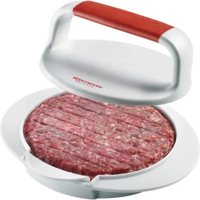 Westmark Hamburgerpers, hamburgermaker, diameter 11,5 cm, kunststof, wit/rood, 62332260