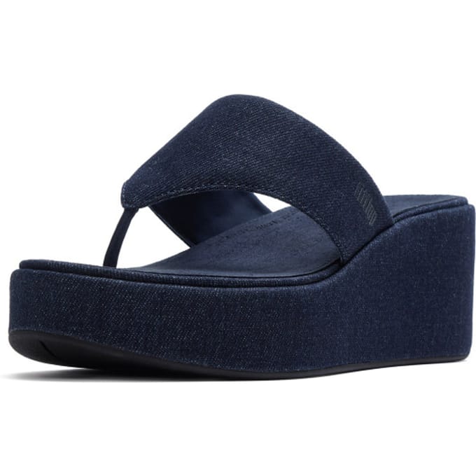 FitFlop Platfforms Denim Wedge Toe-Post Sandals Dames Sandalen - Dark Denim