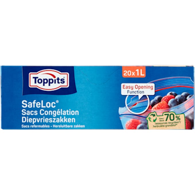 Toppits Safeloc Zip-Diepvrieszakken 1 liter 20 stuks