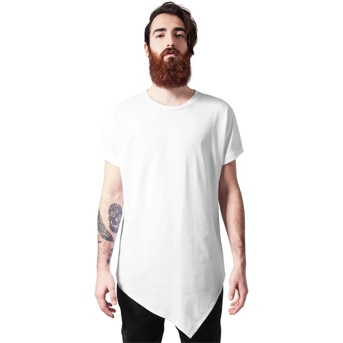 Urban Classics - Asymetric Long Heren Tshirt - M - Wit