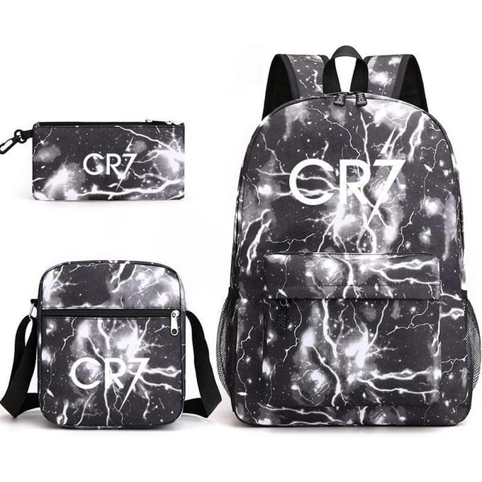 Grote schooltas met schouderband; studenten etui set van drie delen Cristiano ronaldo backpack