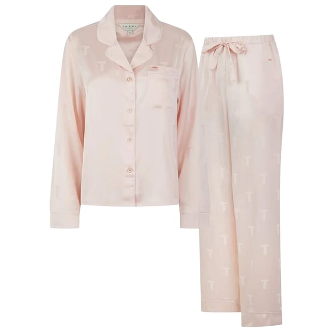 Ted Baker Peggy satijnen lange pyjamaset voor dames (Roze)