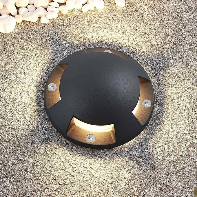 Lindby LED vloerlamp Huban, 15 cm, 4-lamps, antraciet