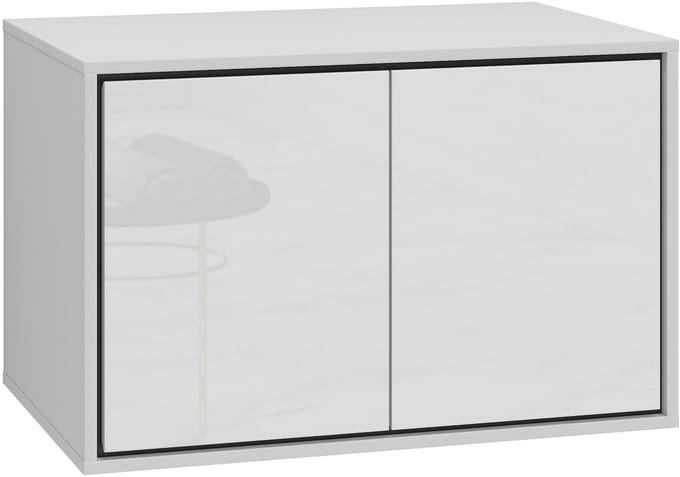 Badplaats Wastafelkast Capri 78 x 48 x 51 cm – Wit Hoogglans – Hangend Badmeubel met 2 Lades
