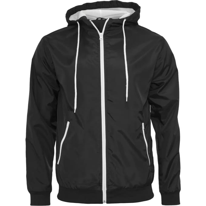 Build your Brand Windrunner Jacket BY016 - Black/White - L