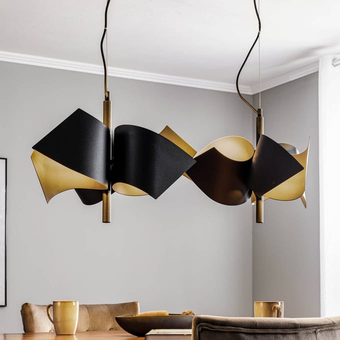 Lucande - hanglamp - 6lichts - Staal - H: 35 cm - E14 - zandzwart