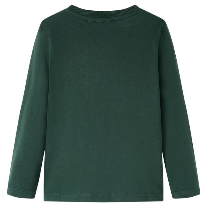 vidaXL - Kindershirt - met - lange - mouwen - 92 - donkergroen