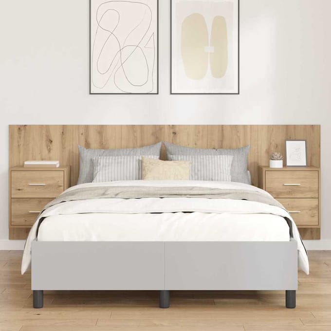 vidaXL - Hoofdeinde - Met - Kast - 3 - st - Artisan - Eiken - Bewerkt - hout