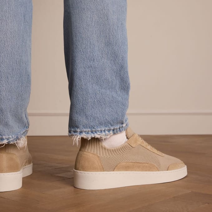 Manfield - Heren - Beige knit fabric sneakers - Maat 42