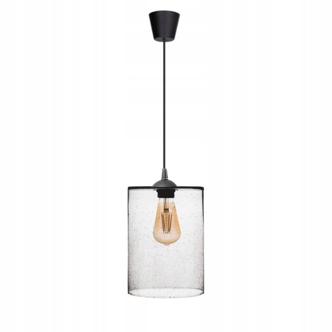 Virella Hanglamp 1M Grote Cilinderlamp Glas Zwart/Grijs