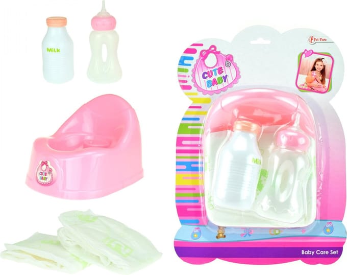 Toi Toys Babypotje met drinkfles + luier