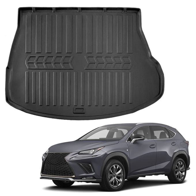 Bac de coffre sur mesure - SCOUTT - Lexus NX 2 (2021+) - Noir mat - Antidérapant - Bords hauts noir