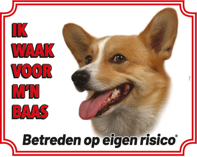 Welsh Corgi Waakbord - Ik waak voor mijn baas