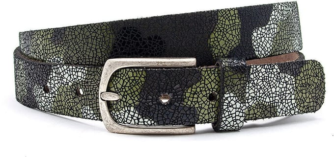 Dames riem leger look print - 3 cm breed - Leer - Jeans riem - Casual - Maat 105