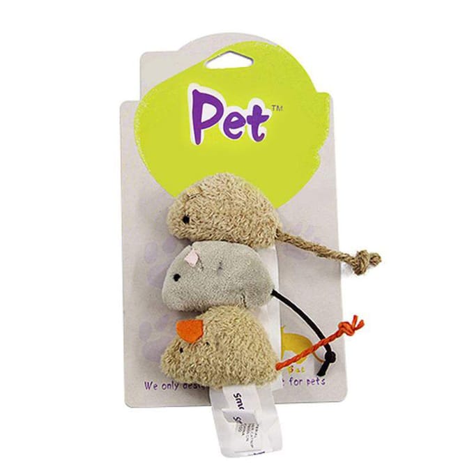 Rat Lawaai Muis Pluche Dieren Voeden 3 stks/set Speelgoed Simulatie Katten beige