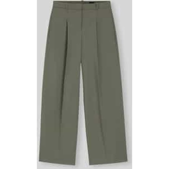 Wide leg broek van zuivere scheerwol met bandplooien