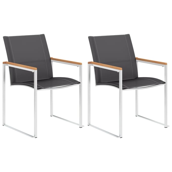 vidaXL - Tuinstoelen - 2 - st - textileen - en - roestvrij - staal - grijs