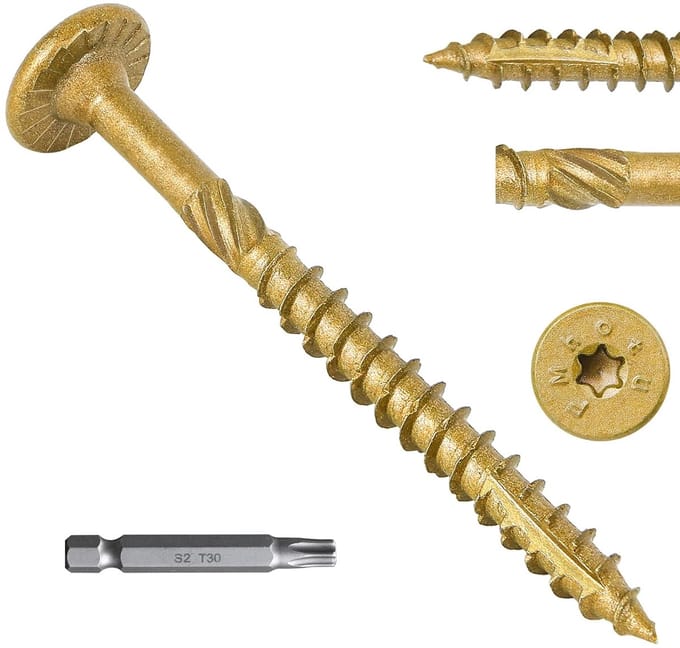 Houtschroeven Set - Deck Schroeven - Buiten Klussen - Corrosiebestendig Staal - 2-7/8 Inch - Beige Brons