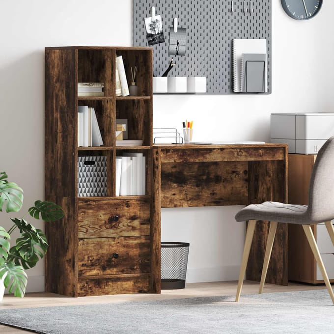 vidaXL - Bureau - Rook - Eiken - 125,5 - x - 40 - x - 127 - cm - 2 - st