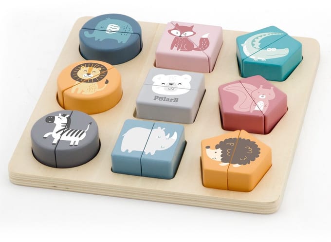 PolarB® Houten Vormenpuzzel - Wilde Dieren