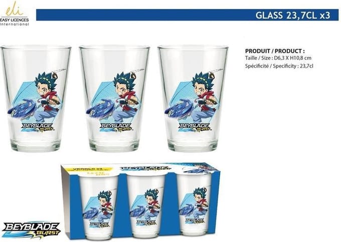 Set van 3 glazen van Beyblade burst (23.7cl)