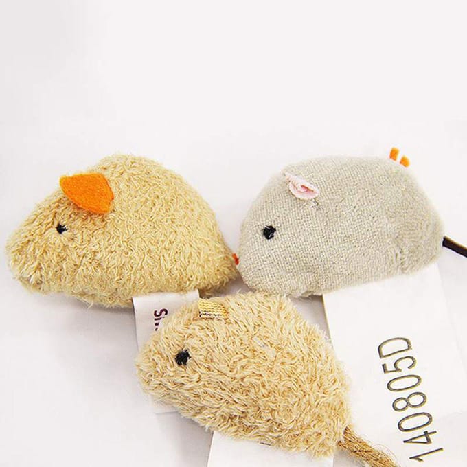 Rat Lawaai Muis Pluche Dieren Voeden 3 stks/set Speelgoed Simulatie Katten beige
