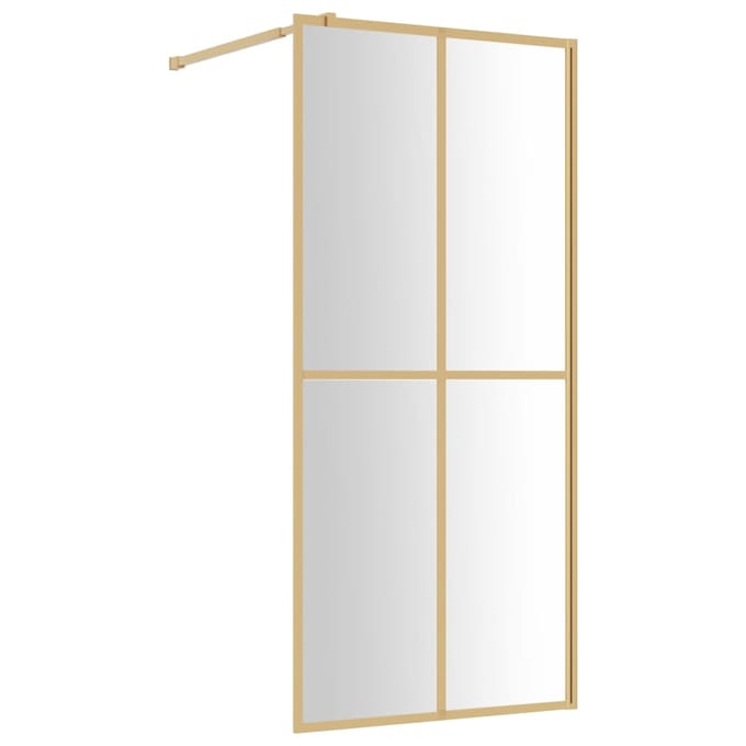 vidaXL - Inloopdouchewand - transparant - 100x195 - cm - ESG-glas - goudkleurig
