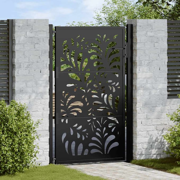 vidaXL - Poort - met - golfontwerp - 100x150 - cm - staal - zwart