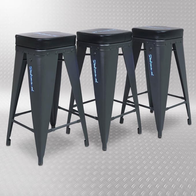 Datona® Werkplaatskruk - 3 stuks - Zwart
