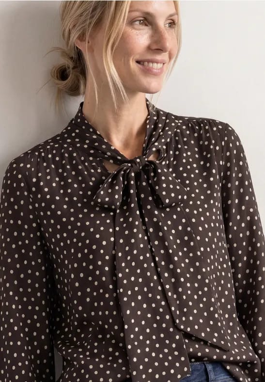 Blouse met lange mouwen en strikdetail