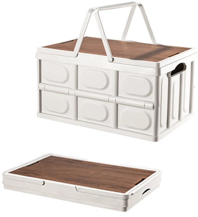 Vouwkrat 30L Opvouwbaar – Opbergbox met Deksel en Handgreep – Auto & Camping